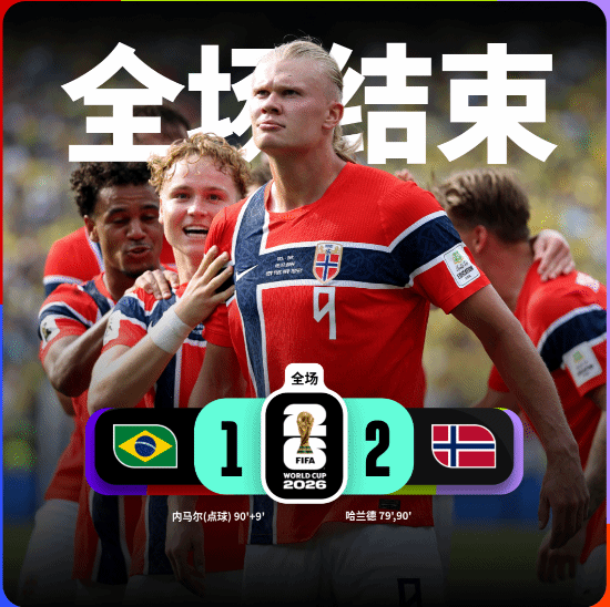 哈兰德梅开二度！挪威2-0击败巴西 内马尔遗憾止步