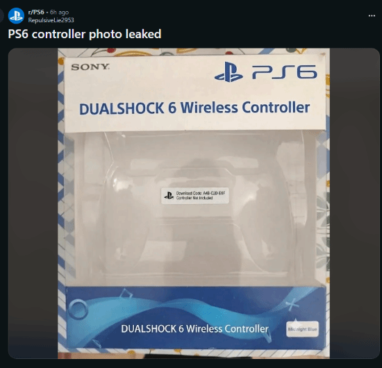 网友“泄露”PS6手柄:空盒设计嘲讽索尼