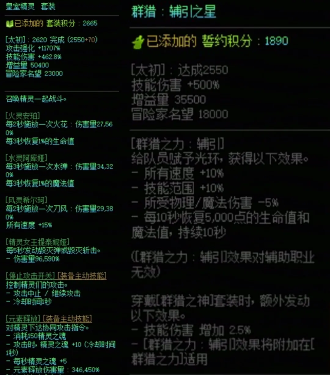 DNF群猎套加精灵国度搭配属性是什么 DNF群猎套加精灵国度搭配属性一览