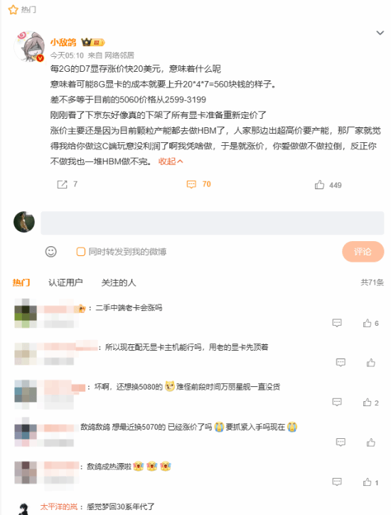 显卡涨价登微博热搜！玩家这下焦虑坏了