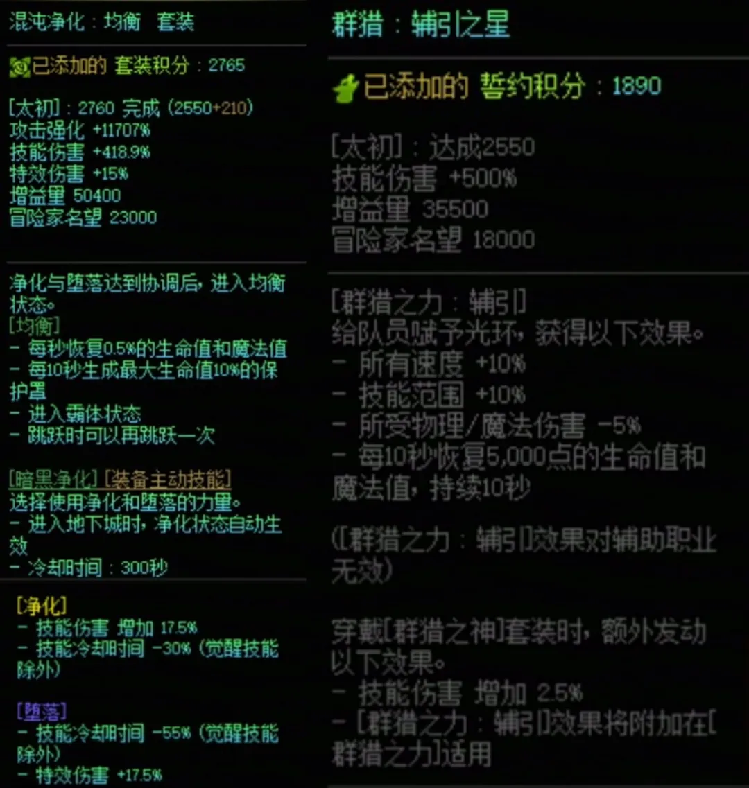 DNF群猎套加混沌净化搭配属性是什么 DNF群猎套加混沌净化搭配属性一览